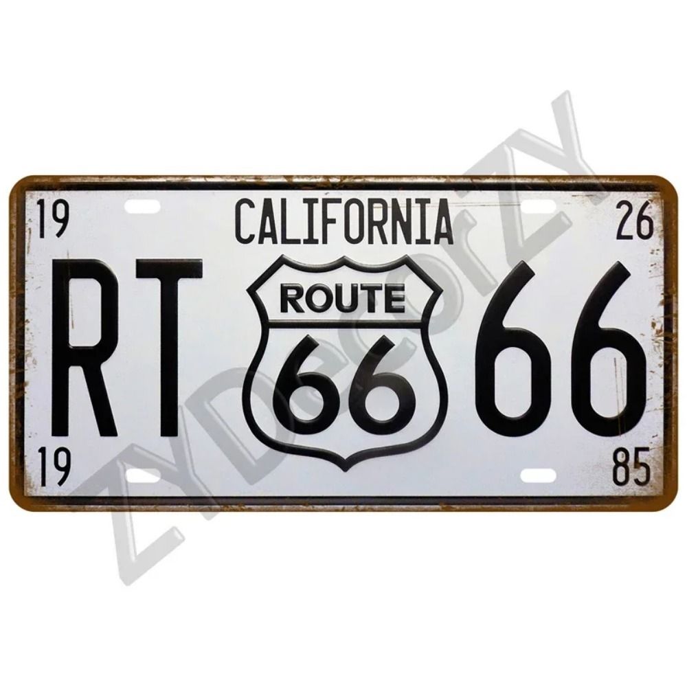 Vintage Route 66 Cars Metal Tin Sign Bar Club Tire Shop Decor