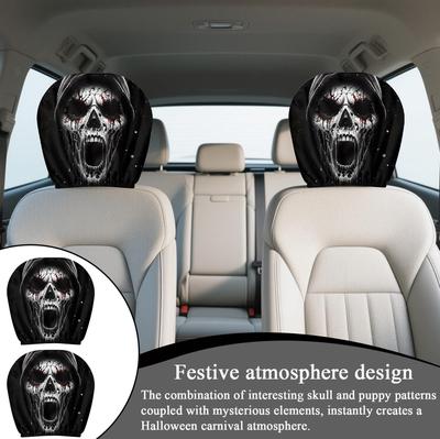 Car Headrest Cover Funny Car Seat Full Face Cover 2 Pieces Reusable Automotive Accessories Interior Halloween Decorations for