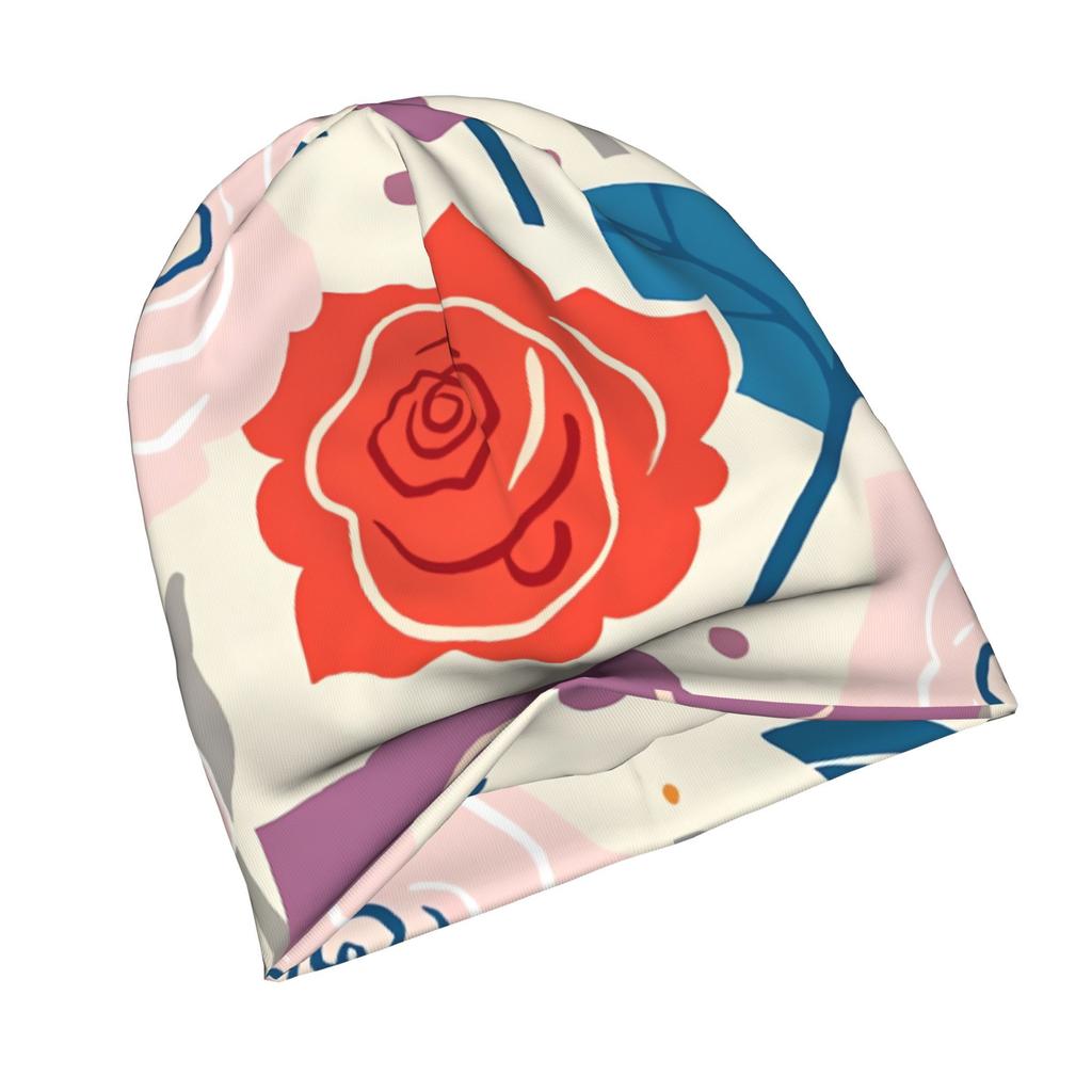 2D Flat Printing Vibrant Floral Pattern Classic Knit Hat for Adults Available in Versatile Tones Ideal for Subtle Styling During Cool Days Or Relaxed