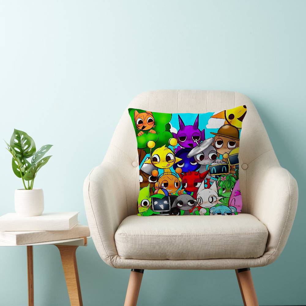 Cartoon S-Sprunki Pattern Cushion Cover Decorative Pillow Sofa Home Decor Case Pillow Cases