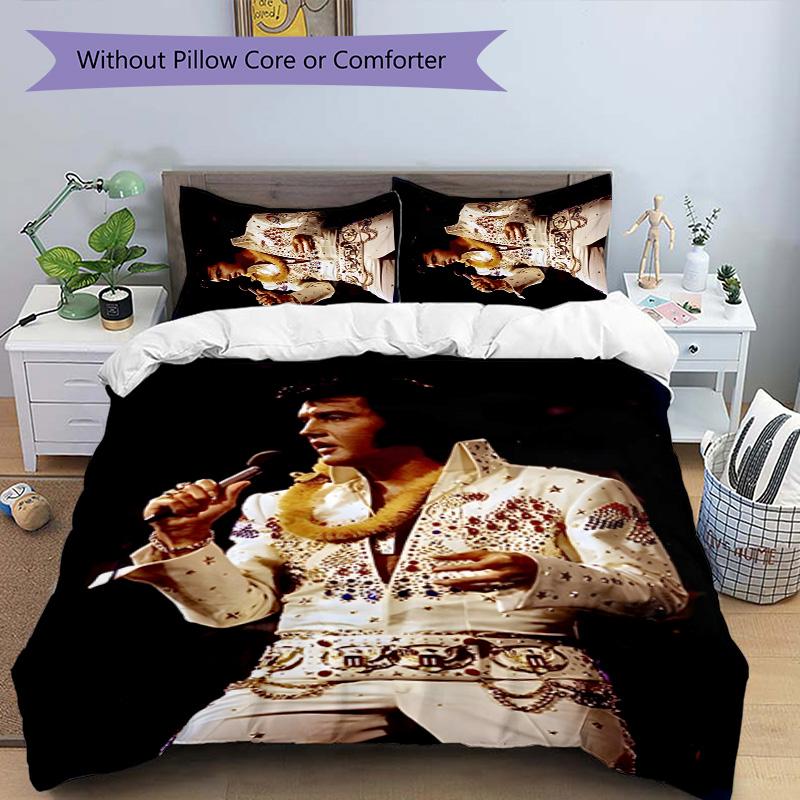 Elvis 3pcs Bedding Set Duvet Cover Closure Includes 1 Duvet Cover & 2 Pillowcases for All Seasons Bedroom Home Dorm Decor