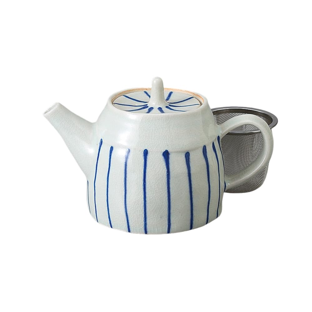 

Ale-net Teapot, 10.5 x 10.5 cm, 500cc, Blue Coral Pot (with Tea Strainer), Porcelain, Mino Ware, Made in Japan, Stylish