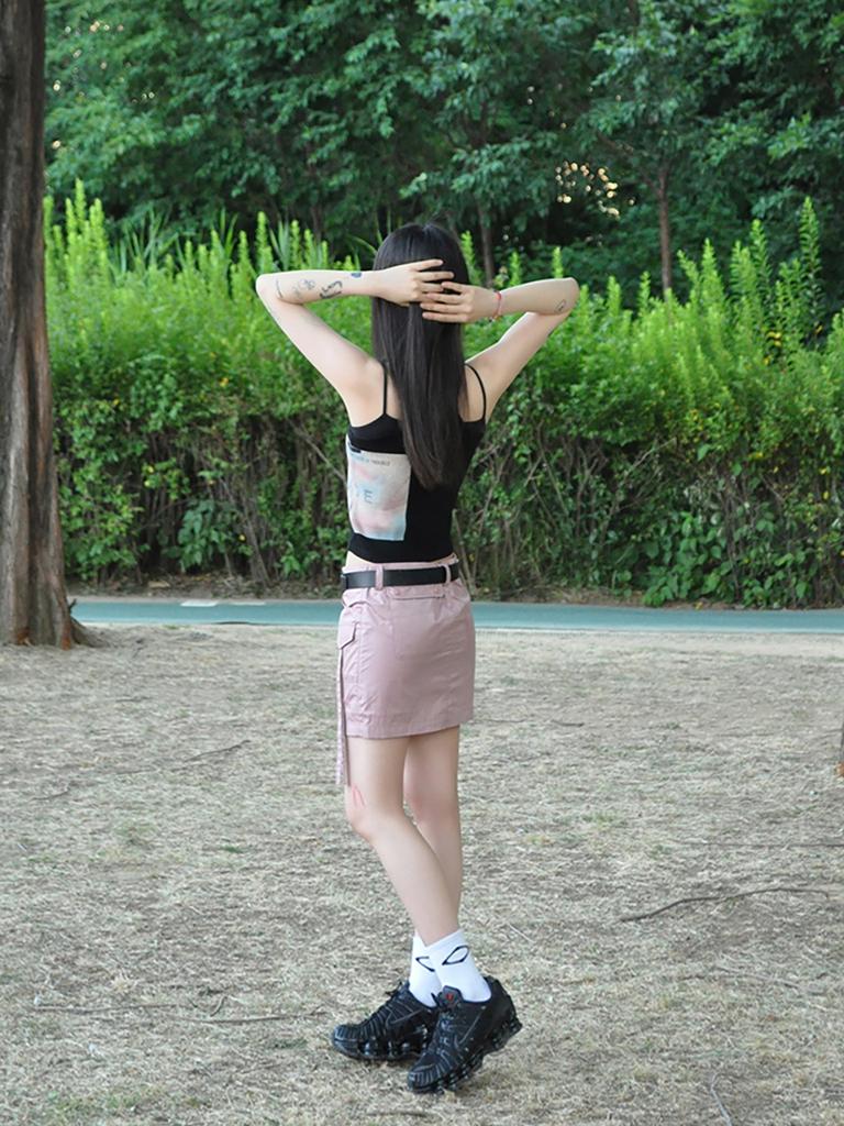 Tud Glossy Cargo Skirt Pink