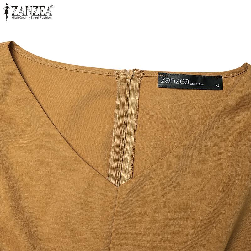 ZANZEA Women Casual Elegant V-Neck Summer Short Sleeve Dress