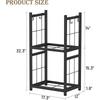 2-Tier Firewood Holder with 4 Hooks Heavy Duty Indoor Outdoor Rack for Fireplace, Fire Pits,Stoves Black Wood Storage Organizer