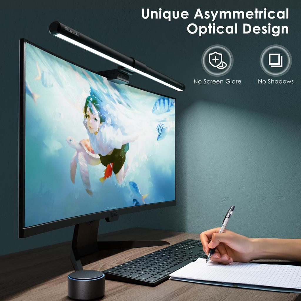 Quntis Desk Monitor and Bar Light Wireless Remote Auto 1200 High Color Compatible with Curved USB Monitor Hanging LED Bar Light for Gaming and USB