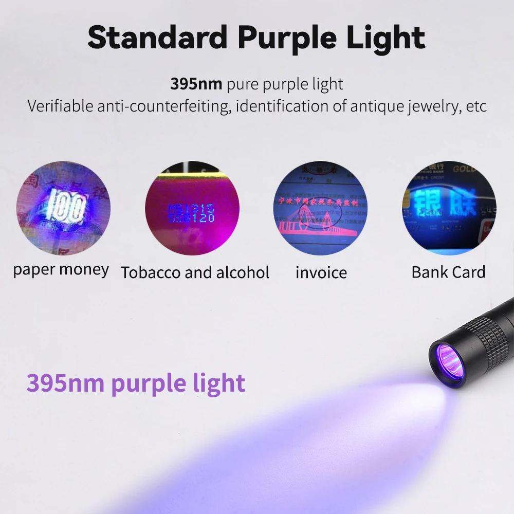 Mini LED UV Light 395nm Ultraviolet Light With Clip Portable Pet Urine Stains Detector Waterproof LED Handheld Flashlight