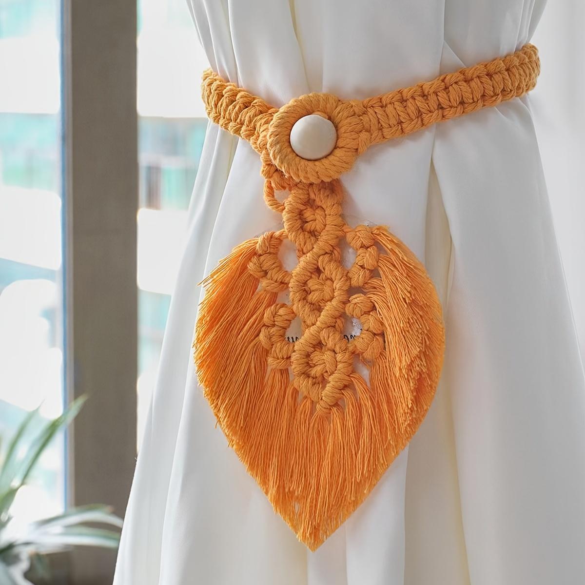 

2 шт. Плетеные богемные подхваты для штор в виде листьев, 15,75*5,12 дюйма, для спальни, гостиной, домашнего декора 2pcs оранжевый