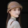 Women's Versatile Retro Elegant Dome Wool Felt Beret with Mesh Decoration - 2024 Autumn/Winter Collection