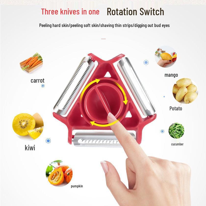 Multifunctional 3-in-1 Peeler & Fruit Knife: Apple and Potato Peeler Kitchen Essential
