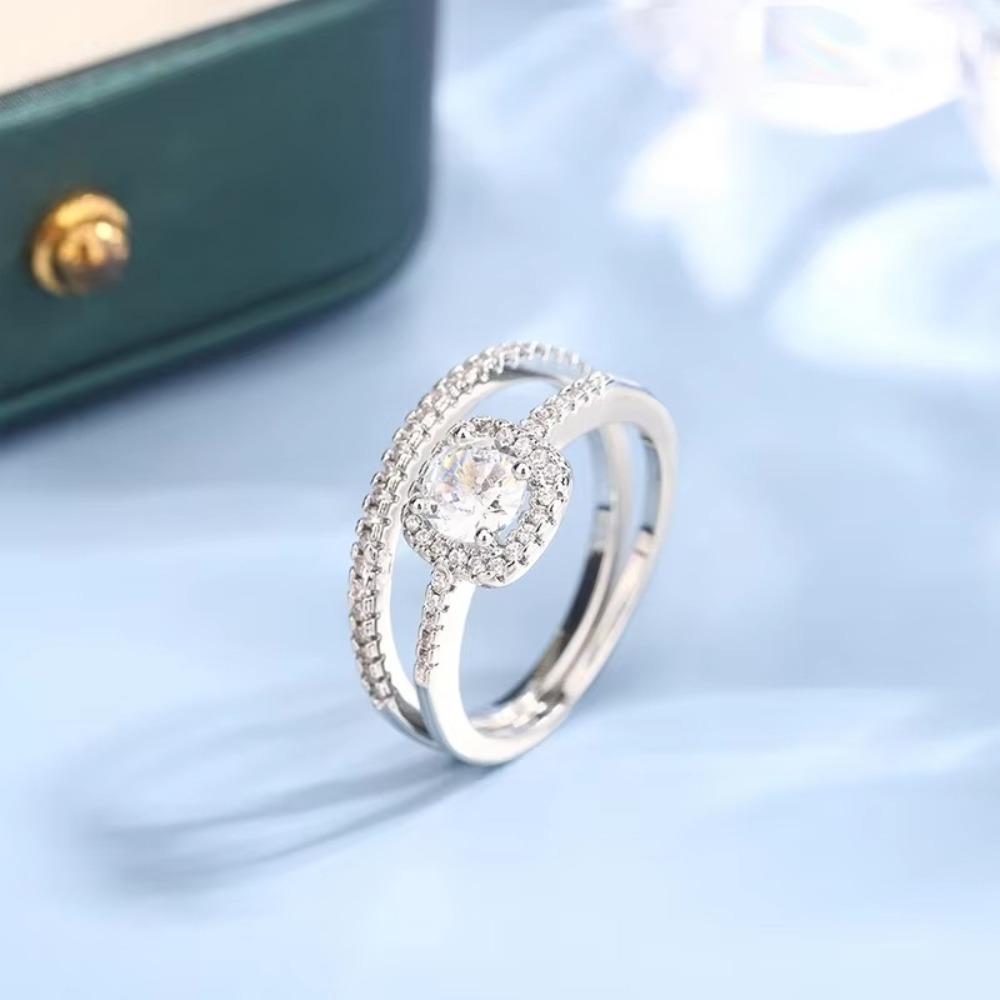 2Pcs Oval Crystal Ring Set Luxury Wedding Rings Fashion Engagement Ring  for Women Men