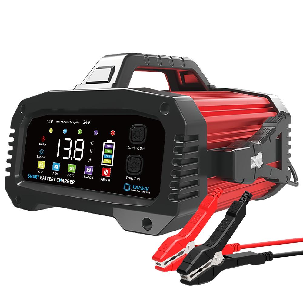 

High Power 25A Smart 12V/24V Car Motorcycle Battery Charger TK2500 Color Screen Red AU Plug
