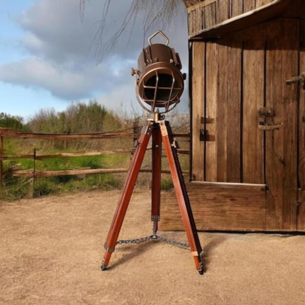 Floor Lamp Copper Antique Finish Floor Lamp with Tripod Searchlight - Nautical Modern Floor Standing Light Lamp, Unique Lighting Gift