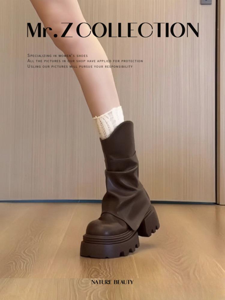 Женские летние 2025 года коричневые ботильоны Martin для увеличения роста 39