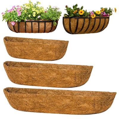 Coconut Fiber Flower Basket Liner Eco-friendly Easy To Reshape Rectangle Window Box Natural Coco Fiber Replacement Liner Garden Supplies