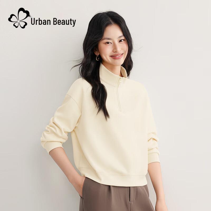 Women's Half-Zip Polo Collar Cropped Sweatshirt