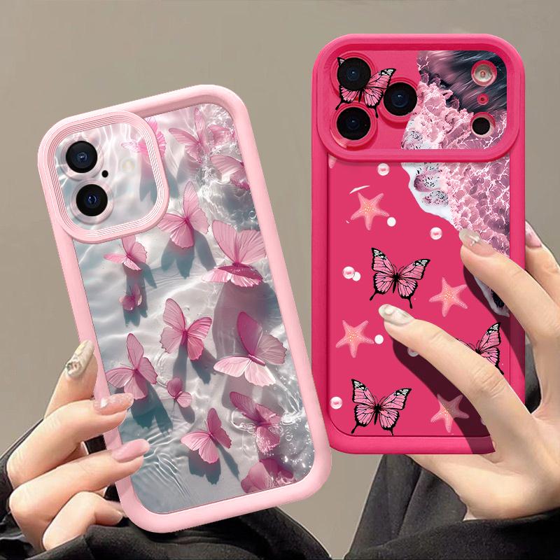 Butterfly Print Case For iPhone 17 Pro Max Case iPhone 16 15 14 13 Pro Max 11 17e 16e Shockproof Bumper Soft Silicone Phone Cover Cases