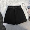 Women's Summer Grey High-Waisted A-Line Shorts 2025 - Loose Wide-Leg Casual Trousers