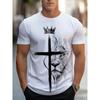 Herren Christliches Kreuz Löwe 3D Gedrucktes T-Shirt Lässiges Kurzarm Rundhals Oberteil Königskrone Religiöser Glaube Grafik-T-Shirt Coole Streetwear Modebekleidung