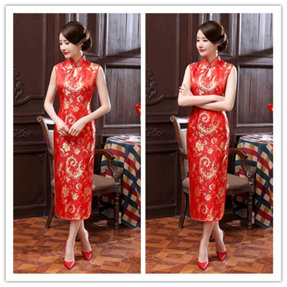 Floral Print Cheongsam Dresses Chinese Style Traditional Clothing Chinese Qipao  Evening Dress