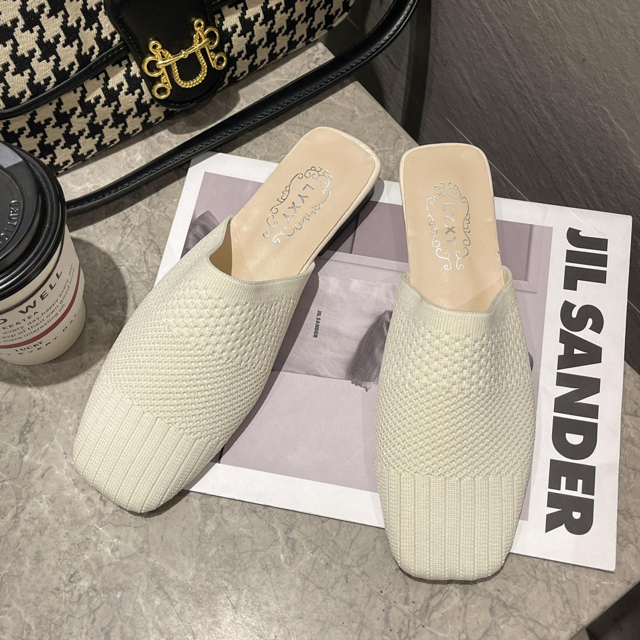 

Модные женские тапочки, обувь 2024, новые летние женские модные шлепанцы, уличные милые вязаные повседневные сандалии 3 цвета 39 бежевый