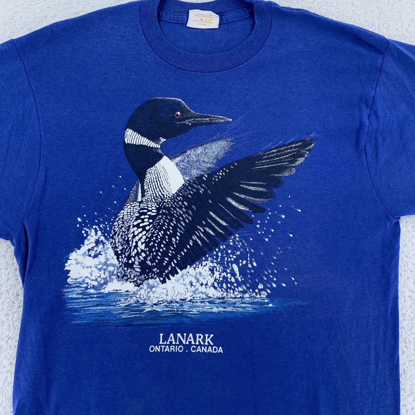 Vintage Lanark Ontario Canada Shirt Mens M/L Loon Bird Wildlife Graphic 90s 2XL