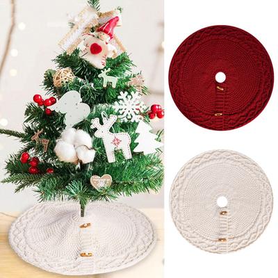 Christmas Tree Skirt Braided Cable Knit Tree Rug Xmas Tree Decoration for Holiday