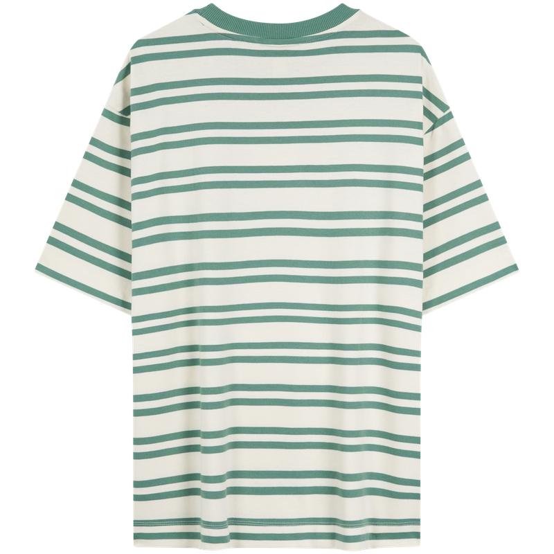 Calvin Klein American Casual Commuter Striped Cotton Loose Short Sleeve T-Shirt Men Tops 4RC235G