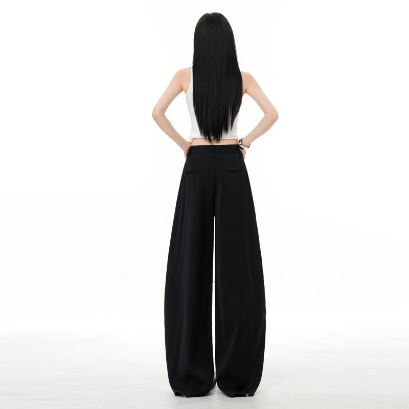2026 Spring Women's Relaxed Wide-Leg Casual Pants: Loose, Versatile, Floor-Length Salt-Style Design