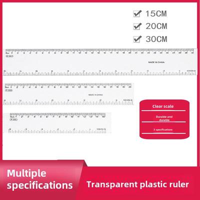 Transparent 15/20/30cm Plastic Ruler - Dual-Scale Drawing Tool for Students
