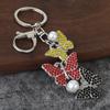 Keychain Pendant Rhinestones Inlaid Imitation Pearls Butterfly Charm Key Holder Car Bag Charm Small Accessory