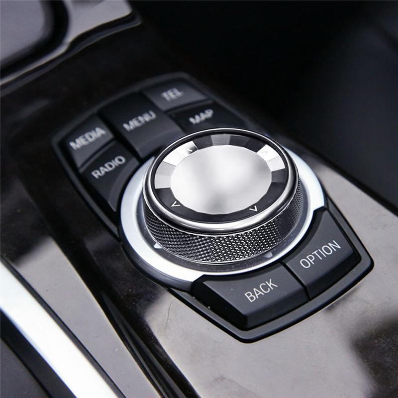 Console Multimedia Knob Switch Button Cover Trim For BMW 1 2 3 4 5 7 X1 X3 X4 X5 X6 7-Button Idrive (Crystal) серебряный