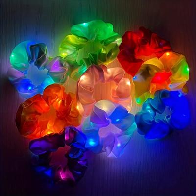 8 Pcs LED Corde à Cheveux Effet Lumineux de Fête Contrôle en Un Clic 8 Couleurs 3 Effets Lumineux Chouchous pour Cheveux de Festival Accessoires pour Cheveux