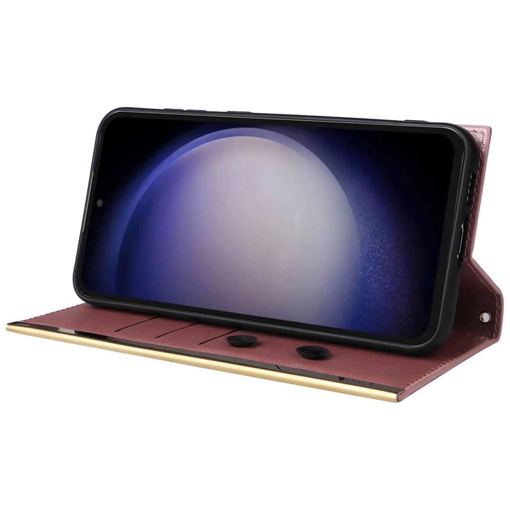 For Samsung Galaxy S23 FE Case PU Leather Suction Cup Phone Cover with Shoulder Strap