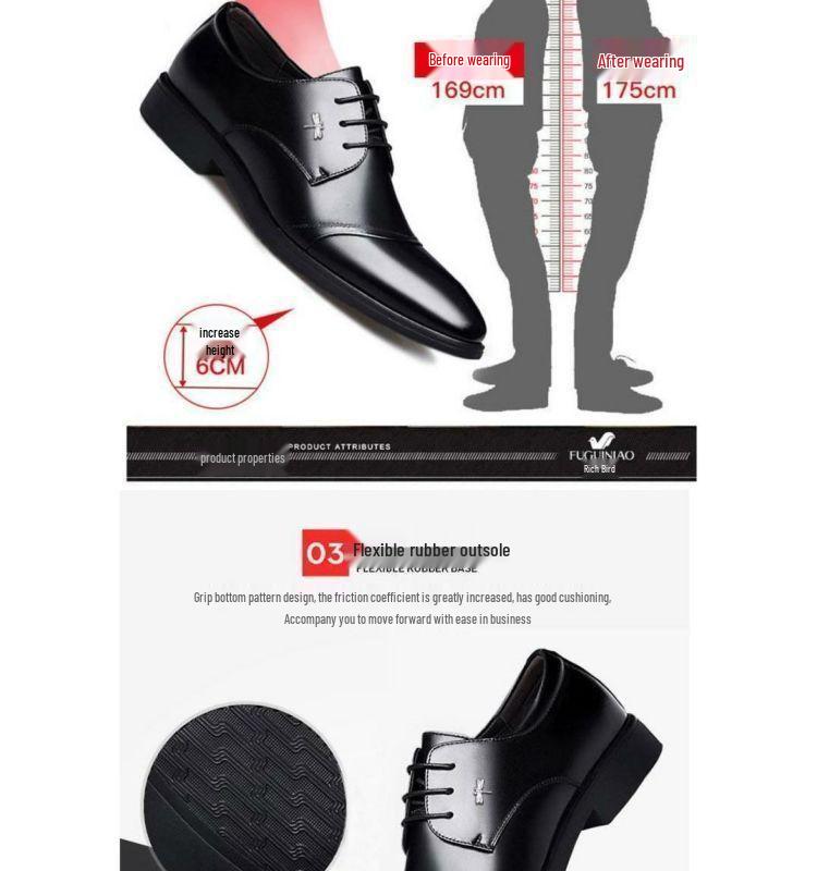 Dragonfly Genuine Leather British Style Height-Increasing Men's Formal Shoes