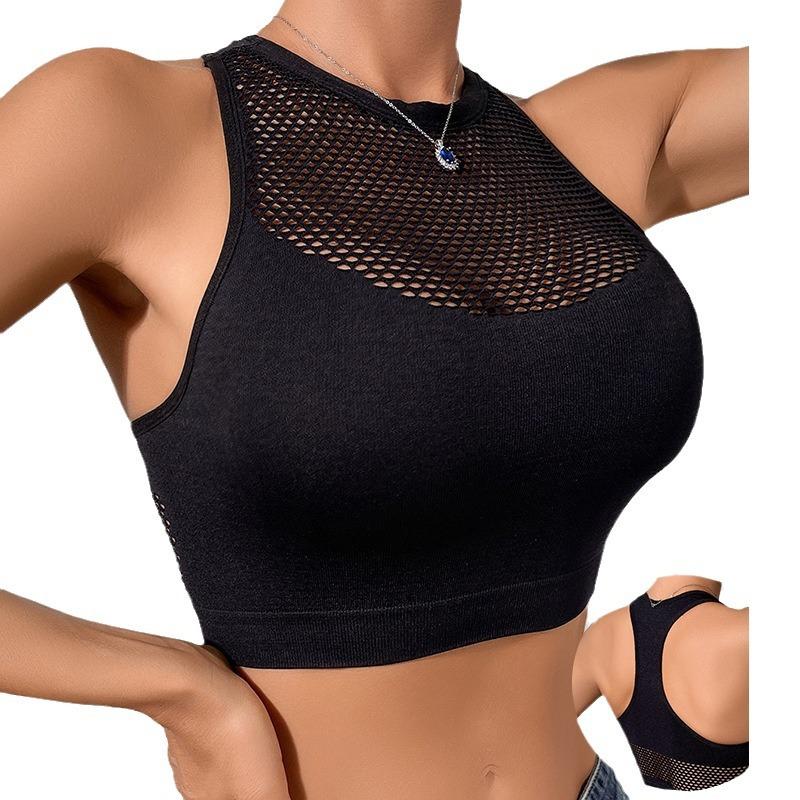 Summer Hollowed Out Tank Tops Women's Beautiful Back Sleeveless Top Slim Solid Short Female Camis Vest