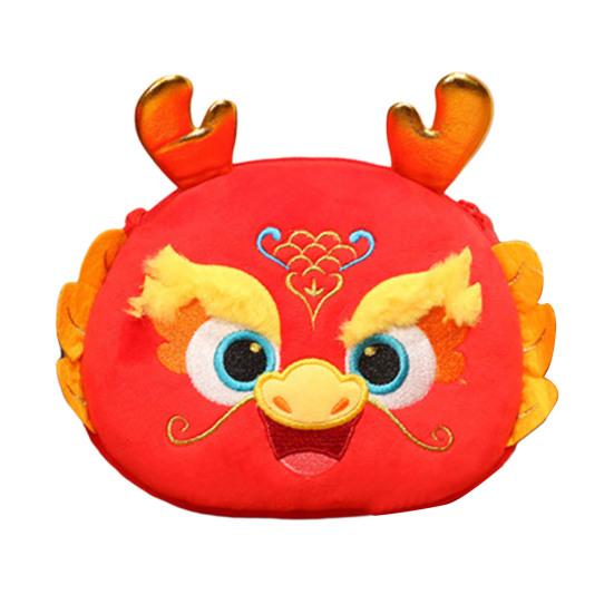 2024 Chinese New Year Kids Purse Cartoon Dragon Pattern Children Crossbody Bag Zipper Closure Stuffed Mascot Doll Purse Gift