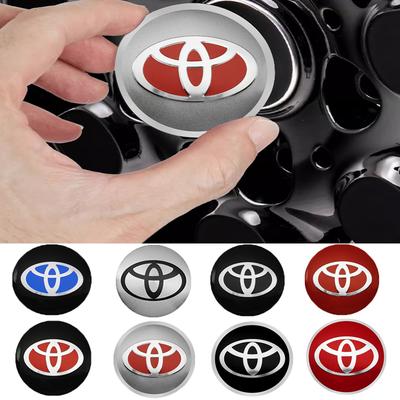 4 pièces 56+60mm Autocollants Badges Moyeu de Roue de Voiture Cache-Moyeux Couvercle de Jante Accessoire Auto Pour Toyota Prado Yaris Hilux Verso Fortuner Supra