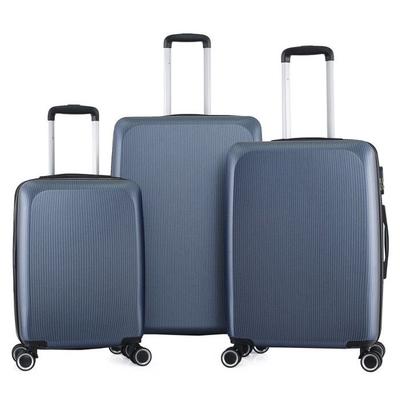 Set of 3 Expandable Hard Trolley Suitcases Polycarbonate - LYS Paris 379/3 - Blue