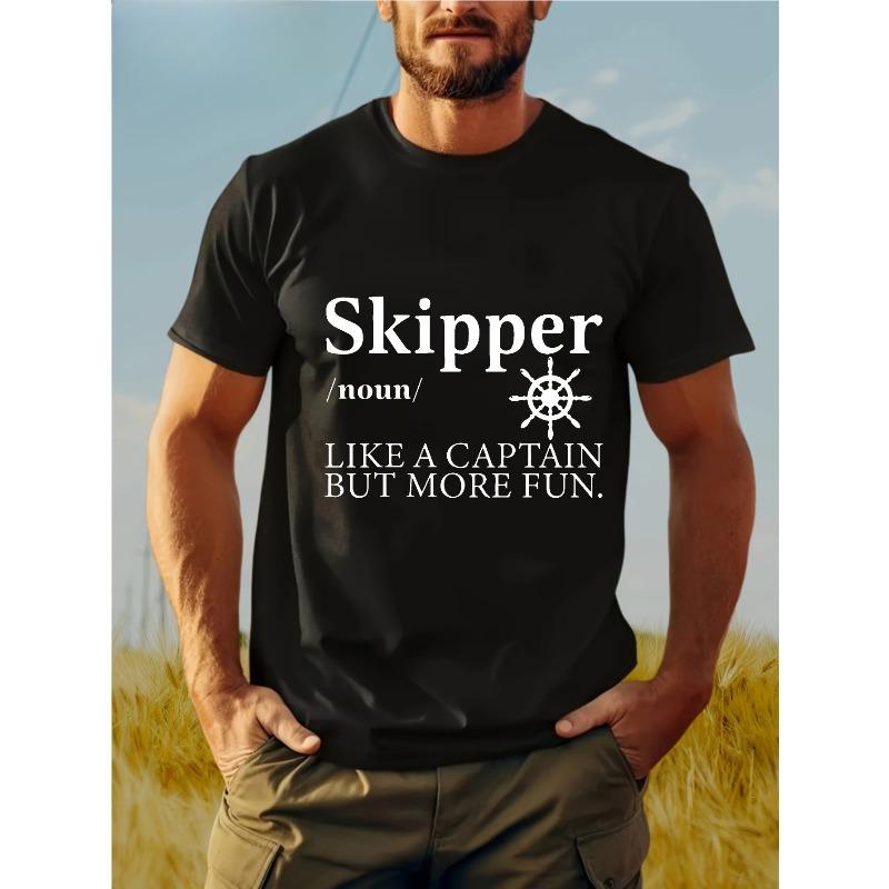 Men s Nautical Anchor & Rope Skipper Graphic T-Shirt - Funny More Fun Slogan Than Captain Maritime Tee, Black Maritime-Themed Shirt with Anchor S чёрный