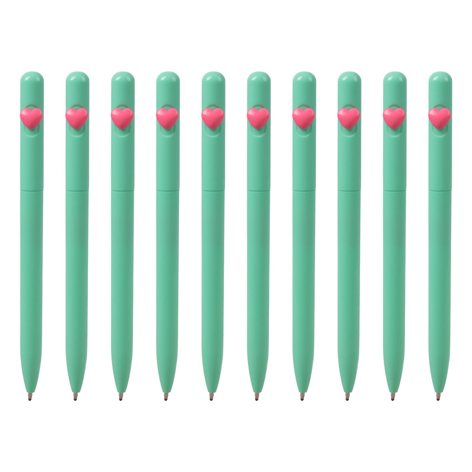 

10 шт. Шариковая ручка с сердечком 1,0 мм Пишущая ручка Пластиковая шариковая ручка Черные чернила Канцелярская ручка для студента учителя 4