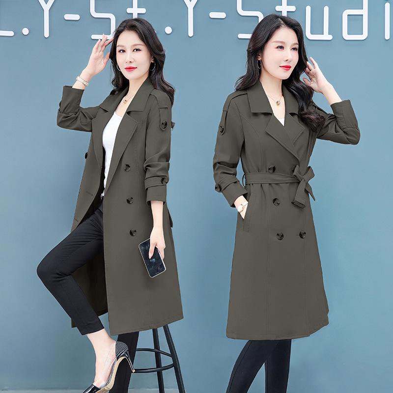Schicker koreanischer Damen-Midilang-Trenchcoat – Frühjahr/Herbst-Kollektion 2025, großer Kragen, Übergröße, schlankmachende Oberbekleidung