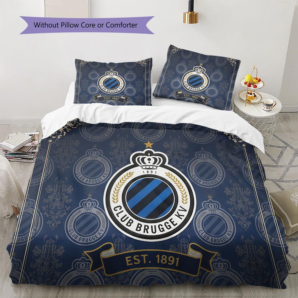 Club Brugge KV Pattern Bedding,Quilt Set Quilt Cover Pillowcase Home Birthday Gift(1 * Duvet Cover + 2 * Pillowcase, Without Core)