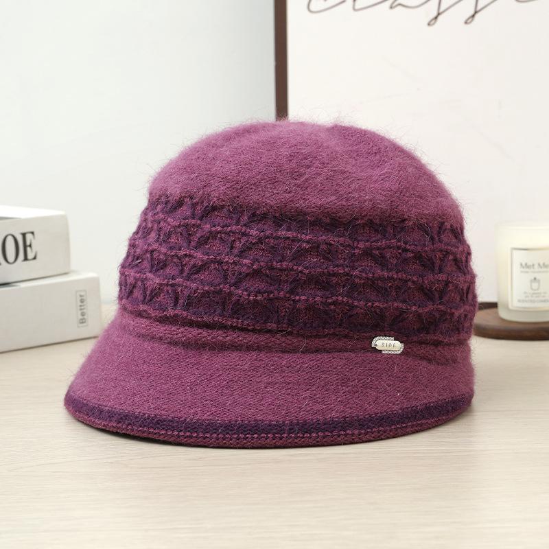 Autumn and Winter Hat for Women with High End Temperament Mother Hat Fashionable Versatile Knitted Hat Windproof Ear Protection Warm Hat