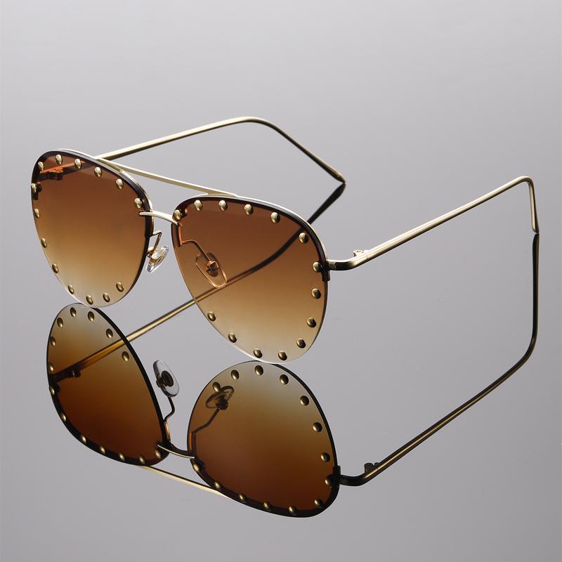 Gafas de Sol Estilo Piloto Sin Montura para Hombre Nueva Moda Vintage Degradado Sombras para Exteriores Tendencia Elegante Marca Diseñador Gafas de Sol