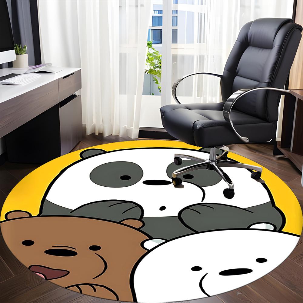 1pc We Bare Bears Office Round Area Rug, Under Office Chairs Bedroom Living Room Home Decor, Room Deco, Available In Various Sizes164