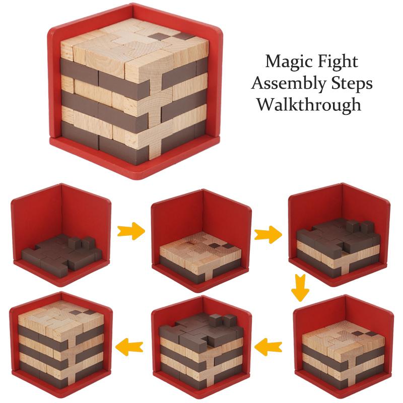 Puzzle din lemn cub 3D, blocuri de construcție educaționale timpurii, jucărie distractivă, joc de reducere a stresului, jucărie pentru copii, cadou