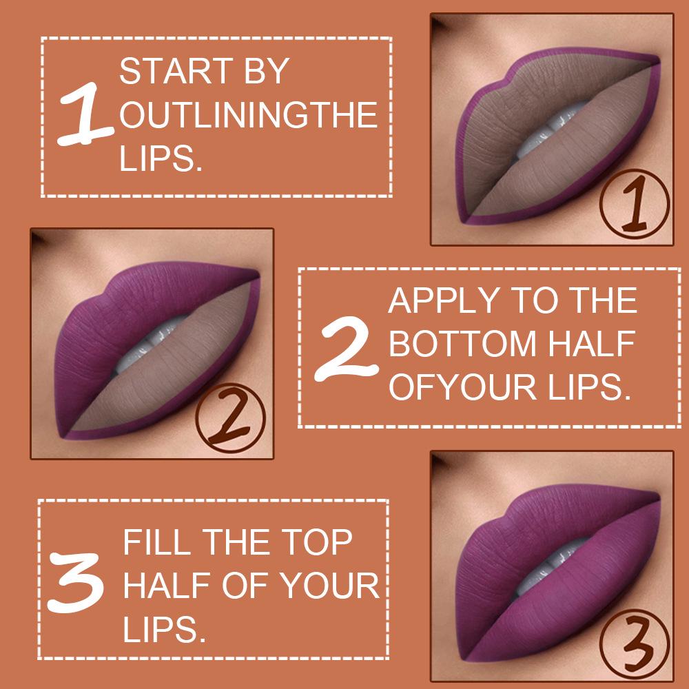 DUNUF 24-Color Waterproof Long-lasting Foam Lip Liner Set