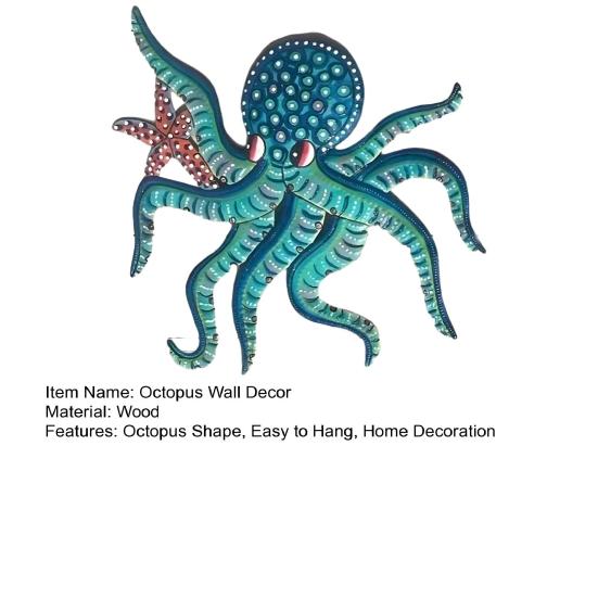Holz Oktopus Wanddekoration See Strandhaus Badezimmer Ozean Wandkunst Küsten Nautisch Meerestier Hängendes Ornament