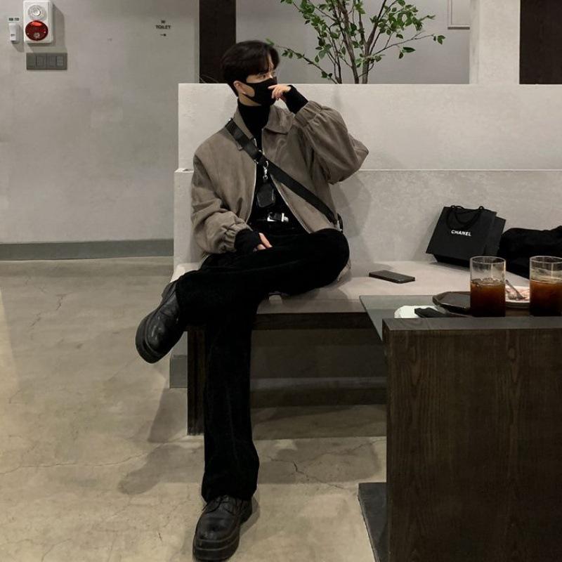 Suede Handsome Lapel Cotton Jacket Men's Winter Coat Korean Style Loose Cotton Jacket